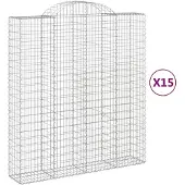 vidaXL Gabionen mit Hochbogen 15Stk. 200x50x220/240cm Verzinktes Eisen