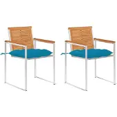 vidaXL Gartenstühle mit Kissen 2 Stk. Massivholz Akazie und Stahl