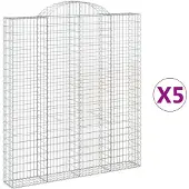 vidaXL Gabionen mit Hochbogen 5 Stk. 200x30x220/240cm Verzinktes Eisen