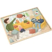 WEPLAY Eduplay Puzzle Lernspiel Patchwork Familien bunt Holz