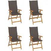 vidaXL Klappstühle 4 Stk. mit Taupe Kissen Massivholz Teak