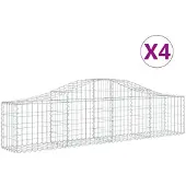 vidaXL Gabionen mit Hochbogen 4 Stk. 200x30x40/60 cm Verzinktes Eisen