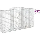 vidaXL Gabionen mit Hochbogen 17 Stk 300x50x160/180cm Verzinktes Eisen