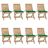 vidaXL Klappstühle mit Kissen, 8-teilig, Massivholz Teakholz