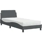 vidaXL Bett mit Matratze "Dover" Dunkelgrau 90x190 cm Samt