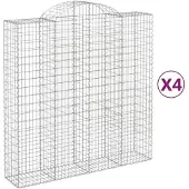 vidaXL Gabionen mit Hochbogen 4 Stk. 200x50x200/220cm Verzinktes Eisen