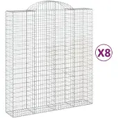 vidaXL Gabionen mit Hochbogen 8 Stk. 200x50x220/240cm Verzinktes Eisen