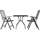 DKD Home Decor 3-tlg. Garten-Essgruppe Anthrazit Streckgitter