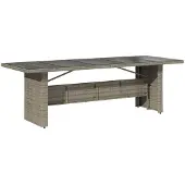 vidaXL Gartentisch mit Glasplatte Grau 240x90x75 cm Poly Rattan