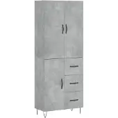 vidaXL Highboard Betongrau 69,5x34x180 cm Holzwerkstoff