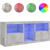 vidaXL Sideboard mit LED-Leuchten Betongrau 162x37x67 cm