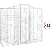 vidaXL Gabionen mit Hochbogen 18Stk. 200x50x160/180cm Verzinktes Eisen