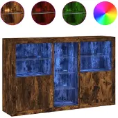 vidaXL Sideboard mit LED-Leuchten Räuchereiche 162x37x100 cm