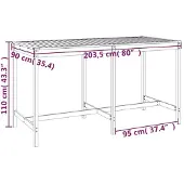 vidaXL Gartentisch 203,5x90x110 cm Massivholz Douglasie