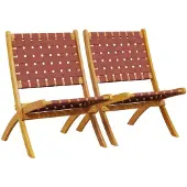 vidaXL Klappstühle, 2 Stück, rotes Massivholz Akazie und Stoff