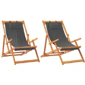 vidaXL Klappstühle, 2 Stück, grauer Stoff