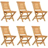 vidaXL Klappstühle, 6 Stück, 47 x 63 x 90 cm, Massivholz Teak