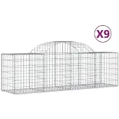 vidaXL Gabionen mit Hochbogen 9 Stk. 200x50x60/80 cm Verzinktes Eisen