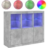 vidaXL Sideboards mit LED-Leuchten 3 Stk. Betongrau Holzwerkstoff