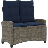 vidaXL Gartenbank Verstellbar mit Kissen Grau Poly Rattan