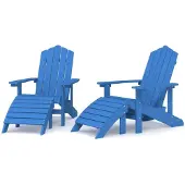 vidaXL Adirondack-Gartenstühle 2 Stk. mit Hockern HDPE Aquamarin
