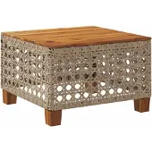vidaXL Gartentisch Beige 55x55x36 cm Poly Rattan Akazienholz