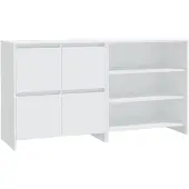 vidaXL 2-tlg. Sideboard Weiß Holzwerkstoff
