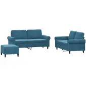 vidaXL 3-tlg. Sofagarnitur mit Kissen Blau Samt