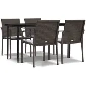 vidaXL 5-tlg. Garten-Essgruppe mit Kissen Poly Rattan und Stahl