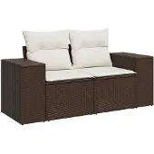 vidaXL Gartensofa mit Kissen 2-Sitzer Braun Poly Rattan
