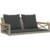 vidaXL Hängebank mit Kissen Grau 109x62x40 cm Poly Rattan