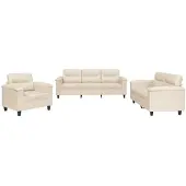 vidaXL 3-tlg. Sofagarnitur mit Kissen Beige Mikrofasergewebe