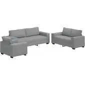 vidaXL 3-tlg. Sofagarnitur mit Kissen Hellgrau Stoff
