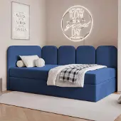 Ravio Jugendbett FINO 120x200 Links Bettkasten Bonellmatratze Indigoblau Velours