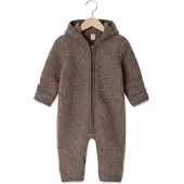 Huttelihut Baby Strampler Pram Suit Wool Fleece - Taupe - Größe 68