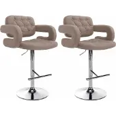 CLP 2er Set Barhocker Dublin Mit Stoff-Bezug I Höhenverstellbar, Farbe: taupe