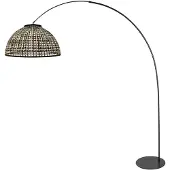 Anne Light & Home Bogenleuchte Curve, schwarz, Schirm Bambusgeflecht Ø 60 cm