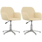 vidaXL Esszimmerstühle 2 Stk. Drehbar Creme Stoff
