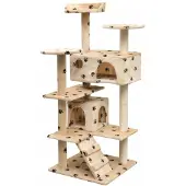 vidaXL Katzen-Kratzbaum 125 cm Pfoten-Aufdruck Beige