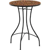 Markenlos Bistrotisch mit Mosaik- und Terrakotta-Keramikplatte, Ø50x70 cm
