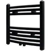 vidaXL Handtuchheizkörper Warmwasser Gebogen Schwarz 480x480 mm