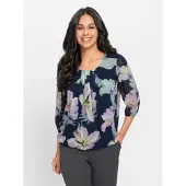 Lady WITT WEIDEN Bluse in marine-kalkmint-bedruckt | Gr.: 38