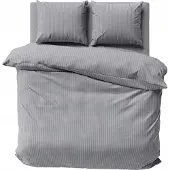 Detexpol Satin Bettwäsche Set 160x200 Glatt Gestreift Premium Grau