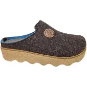 Rohde Pantoffel "Foggia-D", Damen, Gr. 36, dunkelbraun, Filz, meliert, Schuhe Pantoffel, Homeslipper, Wohlfühlschuh, Filz Clog mit Plateausohle