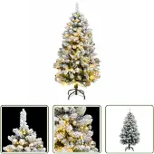 The Living Store Künstlicher Weihnachtsbaum Klappbar 150 LEDs & Kugeln 120 cm