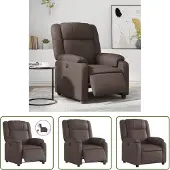 The Living Store Elektrischer Relaxsessel Braun Kunstleder