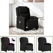 The Living Store Massagesessel Elektrisch Schwarz Stoff