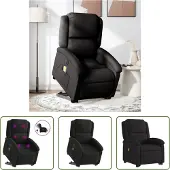 The Living Store Elektrischer Massagesessel mit Aufstehhilfe Schwarz Stoff