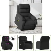 The Living Store Elektrischer Massagesessel mit Aufstehhilfe Schwarz Stoff