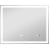 HOMCOM LED-Badezimmerspiegel, Anti-Beschlags-Pad, 3 Lichtfarben, Uhr